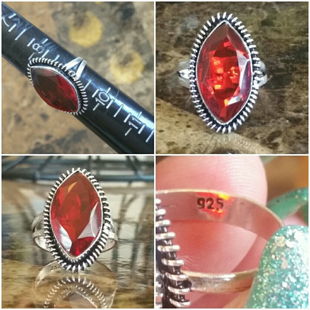 Genuine 10ct Fire Garnet Ring Size 9 - Picture 5 of 5